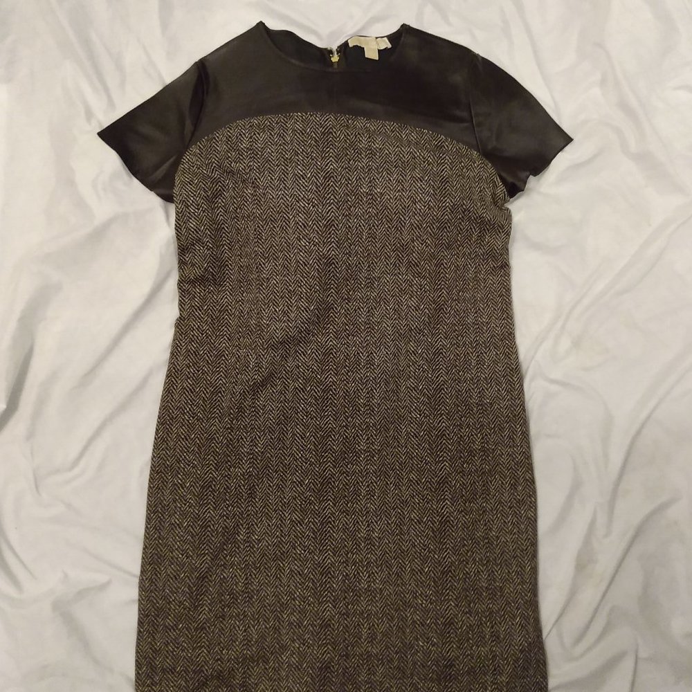 Brown midi short sleeve dress